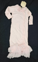 Boutique Baby Biscotti Pink Flower Lace Gown Christening Baptism 0-3 m NEW - £39.14 GBP