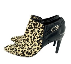 Cole Haan Leopard Print Booties Black Leather Calfhair Ankle SZ 8 NEW SH12 - $79.20