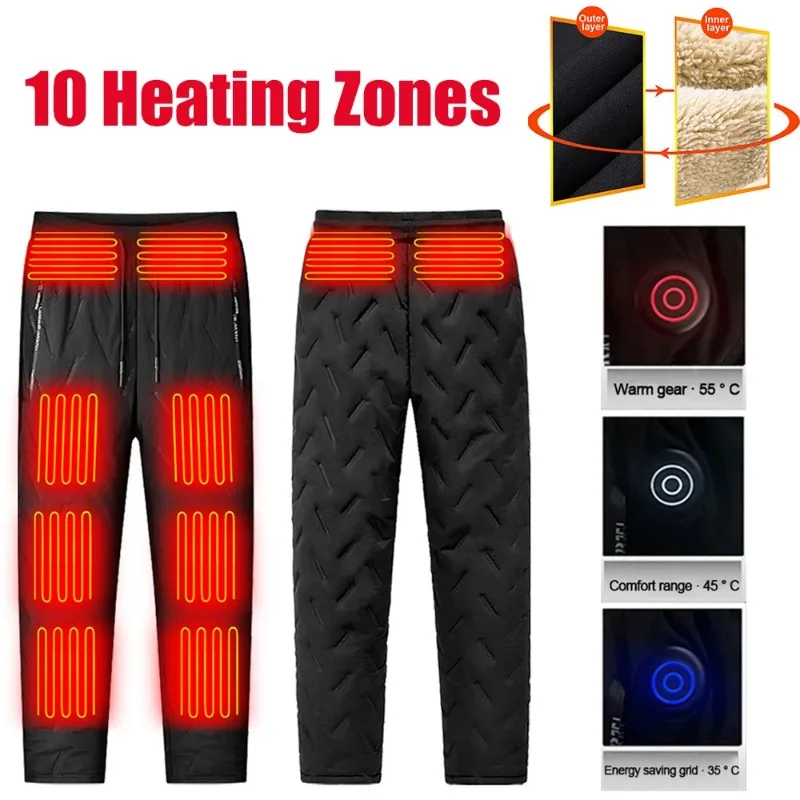 Men Heating Pants Elastic Waist USB Heated Sports Trousers Skiing Fishing - £39.43 GBP+