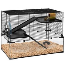3 Tiers Large Deep Glass Bottom Hamster  Hamster Cage  Mouse Cage Animal Play - £107.45 GBP