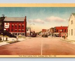 Front Street View Looking North Cuyahuga Falls Ohio OH Linen Postcard O1 - $2.92