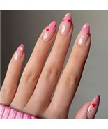 24pcs Medium Magic Press on Nail Tips Nude To Pink Gradient Lovely Heart... - $8.80