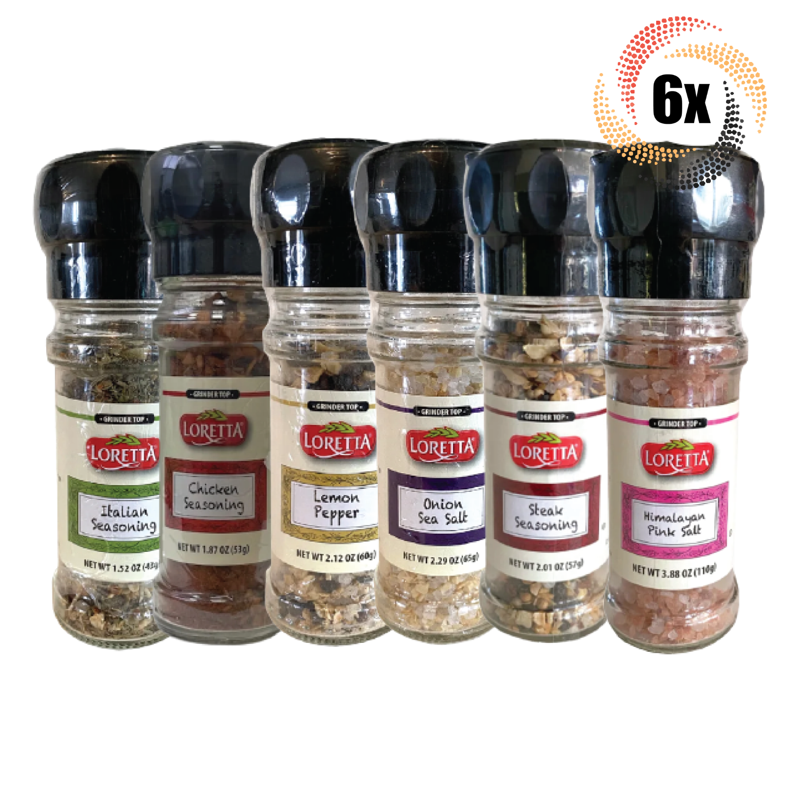 6x Grinders Loretta Variety Flavor Seasoning & Salt | Mix & Match Flavors! | - $21.98