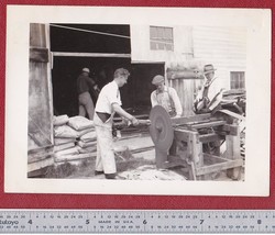 Laborers Cutting Wood at &quot;Hattie&#39;s&quot; - Antique Snapshot Photo (Spring, 1947) - $12.25