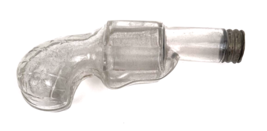 Vintage Glass Candy Container Gun Pistol Revolver Screw Metal Cap 4.75&quot; - £17.48 GBP