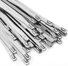 Metal Zip Ties 11.8 inch 100pcs 304Stainless steel Heavy duty Multi purpose Self - £18.47 GBP