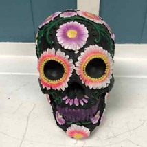 Day of Dead floral daisy black skull tabletop decor 7” x 6” - $499.75 MXN