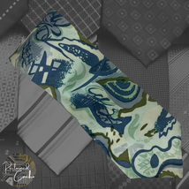 Maco Matellini 100% Silk Blue Green Abstract Design Pointed Necktie Shor... - £15.68 GBP