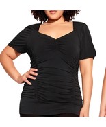 NWT City Chic All Ruched Sweetheart Neck Top in Black Size 24 - $51.56 CAD