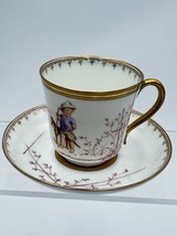 Antique Sevres porcelain litron cup and saucer 18th century Painted # 162 - $216.00
