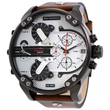 Diesel Men&#39;s DZ7394 Mr. Daddy 2.0 Gunmetal IP Brown Leather Watch - £121.91 GBP