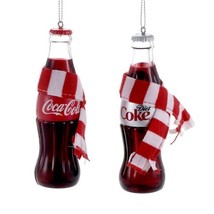 Kurt Adler Coca-Cola Bottle with Scarf Ornaments - Set of 2 - £14.33 GBP