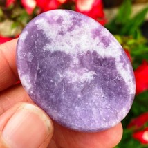 Natural Lepidolite Palm Worry Stone Crystal Smooth Polished Relief Gemst... - £13.58 GBP