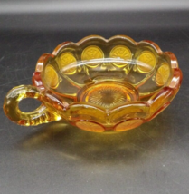 Vintage Coin Glass Amber Fostoria Handled Nappy Bowl Pressed Glass 1958-... - $8.90