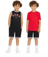 Puma Boys Girls T-Shirt Tank Top Shorts Black Red Multicolor 3-Piece Active - $59.64 CAD
