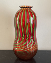 Impressive 12 1/4&quot; Signed Murano Venetian Green and Red Spiral Art Glass... - £1,189.92 GBP