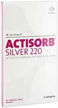 Actisorb Silver 220 Activated Charcoal Dressings 19cm x 10.5cm x 10 - $106.06