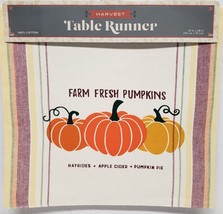 Fabric Linen Printed Kitchen Table Runner (13&quot;x36&quot;) FARM FRESH PUMPKINS, Harvest - £10.94 GBP