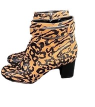 Calvin Klein Womens 8.5 Ankle Booties Leopard Print Cattee Chunky Heel Synthetic - £17.62 GBP