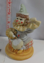 Vintage Shiah Yih Porcelain Bisque Jester Clown Playing Drum Figurine - $14.85