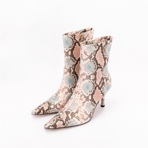 Women&#39;s Autumn and Winter New European and American Fashion Snake Pattern Stilet - £87.05 GBP