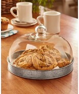 Serving Plate Tray with Glass Dome Cover Cookies Cake Cheese Kitchen Gal... - $748.09 MXN