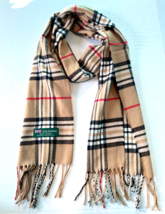 Mens Womens Winter Warm Scotland Made 100% Cashmere Scarf Plaid Camel #B01 - £6.24 GBP