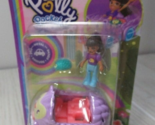 Polly pocket mini purple car set hedgehog girl doll pet brown hair new - $15.58