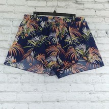 Shein Curve Womens Shorts 1X Blue Floral Elastic Waist Pull On Tropical - $11.99