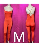 Bright Orange &amp; Gold Chain Straps Stretchy Bodycon Jumpsuit~Size M - $45.93 CAD