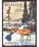Wishing You a Happy Holiday Merry Christmas Holiday Jolly Snow Winter Me... - £13.33 GBP
