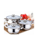 6 pc Non Stick Stainless Steel Cookware Set with Glass Lids - $6,613.46 MXN