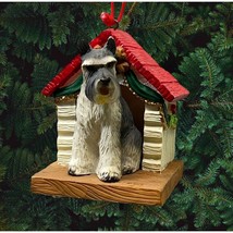 Schnauzer Dog Christmas Tree Ornament Puppy in Dog House - £11.96 GBP