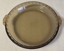 Vintage Pyrex Glass Pie Plate 229 Brown 9.75” 24 cm Deep Dish Handles Fluted - £10.36 GBP