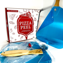 2 Pizza Peels 12x14 Foldable Handle Aluminum Paddle Kit Wheel Cutter Spatula - £39.53 GBP