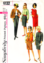 Misses&#39; Jacket, Shirt, Skirt &amp; Pants V Tg 1965 Simplicity Pattern 6132 Size 14 - £9.59 GBP
