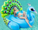 Giant Green Inflatable Peacock Pool Float Ride on Raft for Swimming Pool... - £52.91 GBP