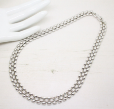 Stylish Vintage Signed Monet Silver Watchband Link Collar NECKLACE Jewellery - £33.78 GBP