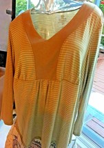 Womens Faded Glory 2X Striped Knit Summer Top Shirt Long Sleeve Brown. 0... - $6.88