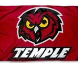 Temple Owls Flag 3X5ft Banner USA Polyester with 2 Brass Grommets - £12.50 GBP