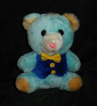 10&quot; VINTAGE ACME BABY BLUE TEDDY BEAR W/ VEST &amp; BOW TIE STUFFED ANIMAL P... - £18.98 GBP