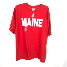 NWT Mens Size XL Gildan Red State of Maine Print Tee Shirt Top - $12.73