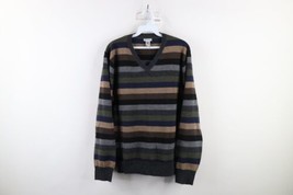 Vintage Gap Mens Medium Rainbow Striped Color Block Merino Wool Knit Sweater - £46.35 GBP