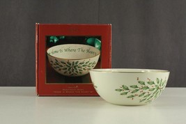 LENOX Winter Greetings CHRISTMAS Holly SENTIMENT BOWL Home Is Where The ... - £16.15 GBP
