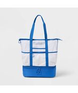 Sun Squad Beach Tote Bag Zipper Bottom Tan Stripe Navy Lining Blue - €22,00 EUR Sun Squad Beach Tote Bag Zipper Bottom Tan Stripe Navy Lining Blue - €22,00 EUR