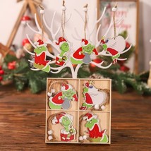 Festive Grinch Wood Christmas Ornaments 12PC Set NWT - $14.88