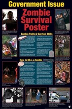 ZOMBIE POSTER ~ GOVERNMENT ISSUE SURVIVAL GUIDE 24x36 Zombies Walking Dead - £7.12 GBP