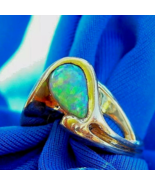 Earth mined Opal Engagement Ring Sculptural Custom Design Solitaire 14k ... - £1,711.90 GBP