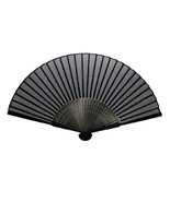BLACK SILK FAN 8.25&quot; Translucent Silk Blend Fabric and Bamboo Folding Ha... - €6,90 EUR