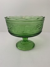 Vintage Green Glass Pedestal Fruit Bowl E O Brody Tulip Design USA Excel... - $17.77